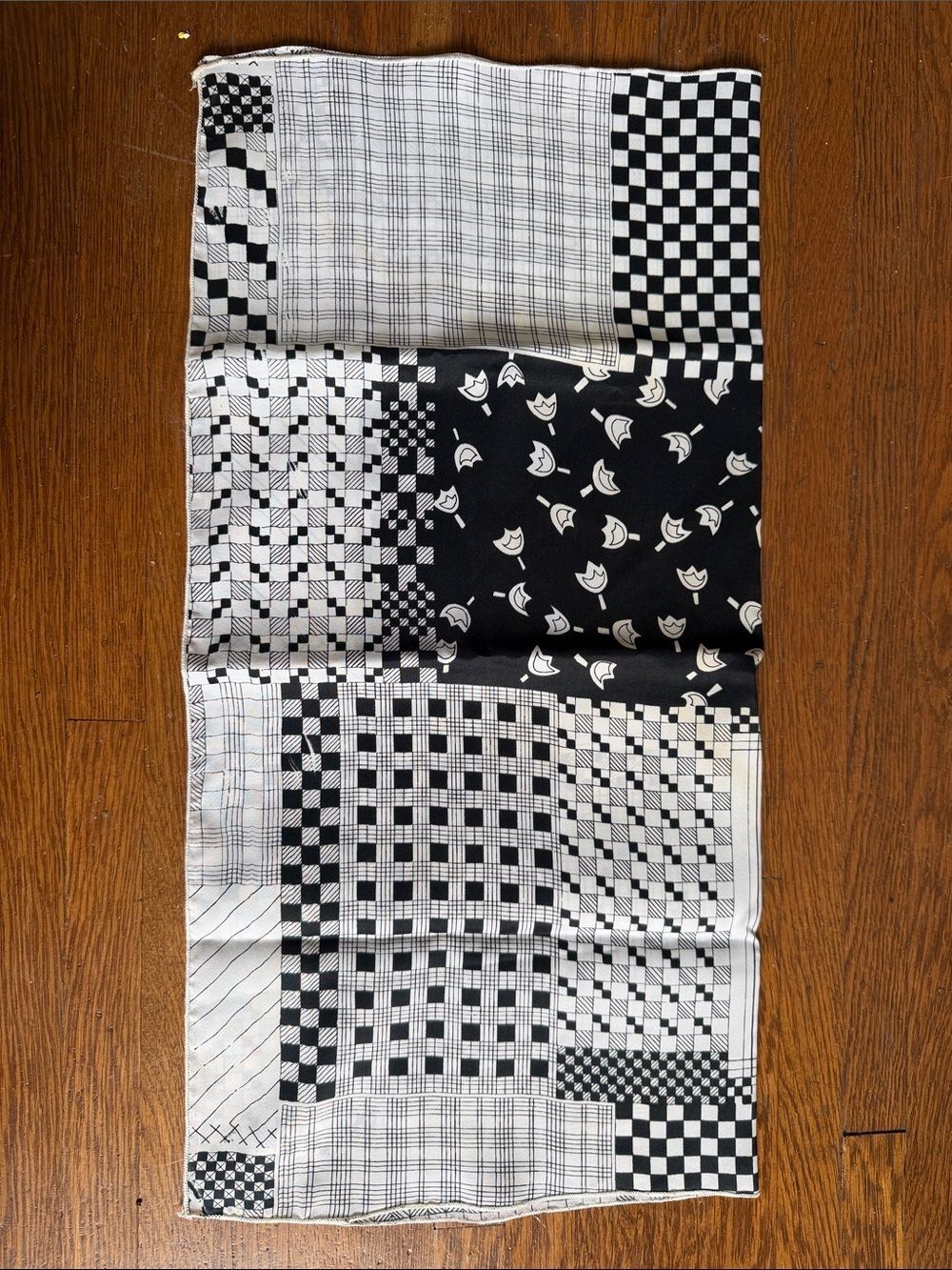 Black & White Patchwork Pattern Scarf